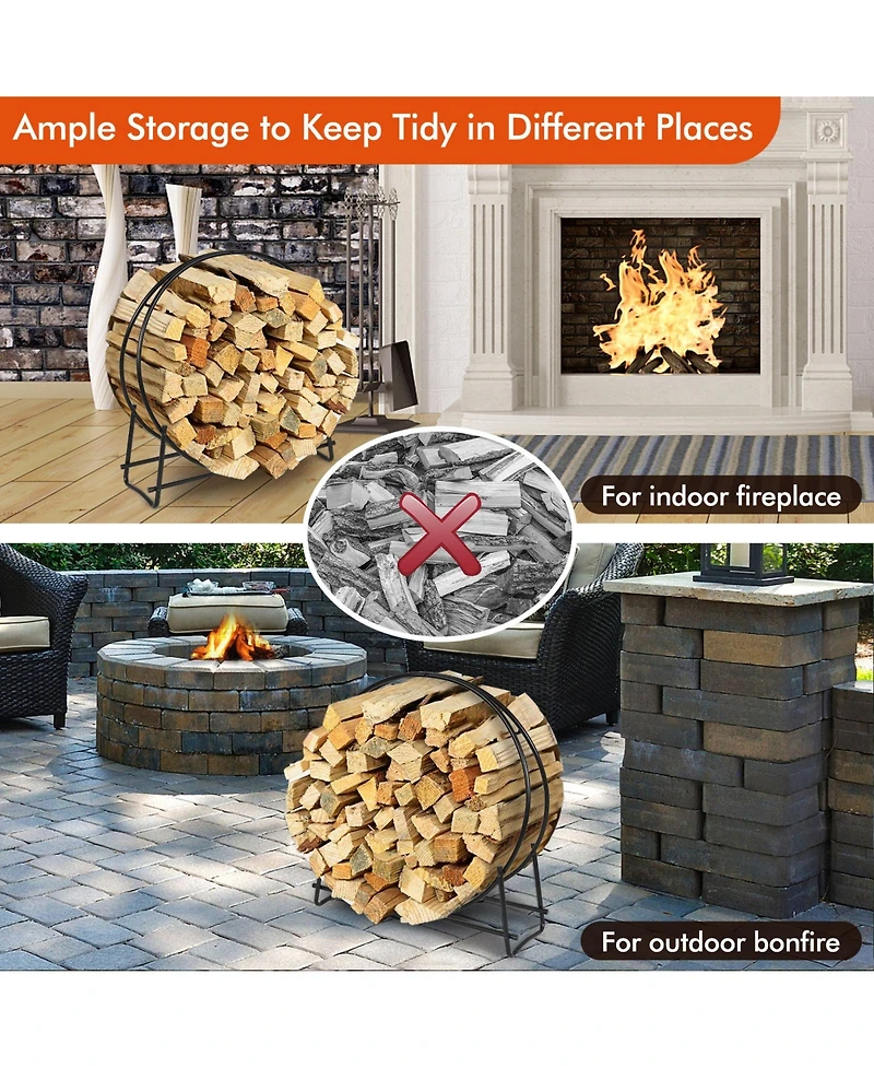 Sugift 40-inch Tubular Steel Firewood Storage Rack