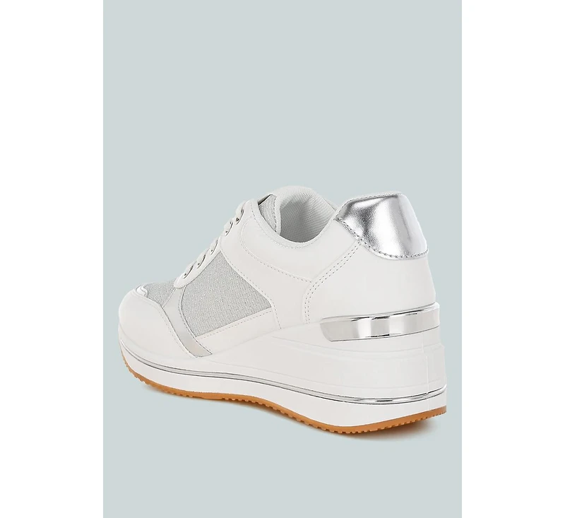 London Rag Womens Vespera Faux Leather & Mesh Sneakers