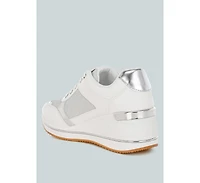 London Rag Womens Vespera Faux Leather & Mesh Sneakers