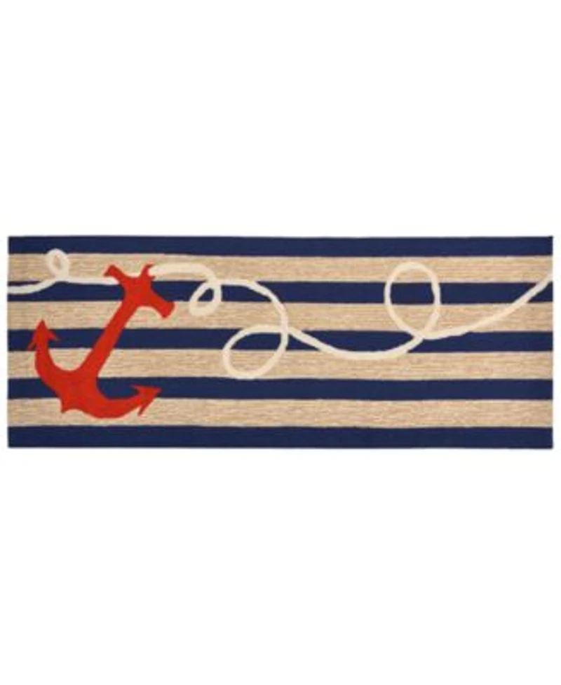 Liora Manne Front Porch Indoor Outdoor Anchor Navy Area Rug