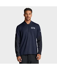 Nike Men's College Navy Seattle Seahawks Sideline Dri-fit Half-Zip Pullover Sweatshirt