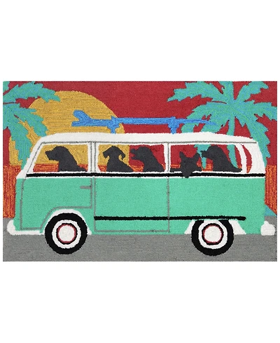 Liora Manne Front Porch Indoor/Outdoor Beach Trip Turquoise 2' x 3' Area Rug