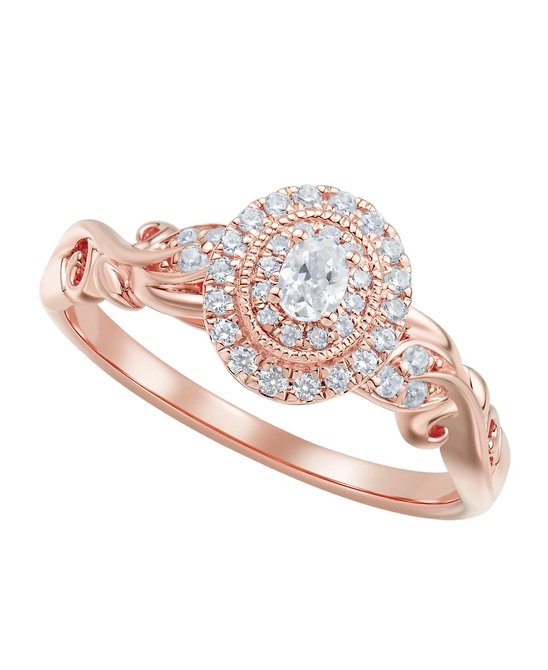 Macy's Diamond Halo Ring (1/3 ct. t.w.) in 14k Rose Gold