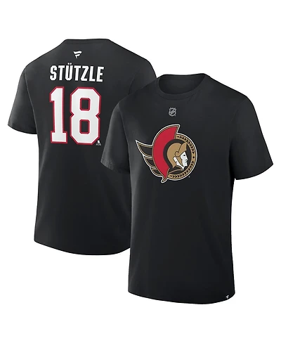 Men's Tim Stutzle Black Ottawa Senators Authentic Stack Name Number T-Shirt