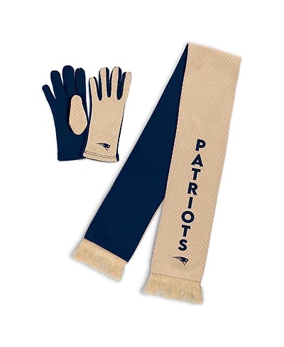 Wear by Erin Andrews Women's New England Patriots Tonal Microcheck Scarf Glove Set