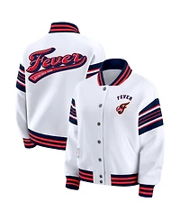 Wear by Erin Andrews Women's White/Navy Wnba Full-Snap Fleece Sweatshirt Jacket
