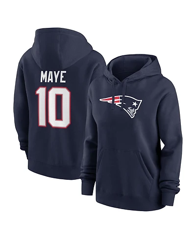 Nike Women's Drake Maye Navy New England Patriots Player Name Number Fleece Hoodie