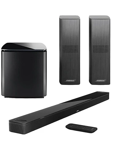 Bose Smart Ultra Dolby Atmos Soundbar, Black, Bundle with Bass Module 700 and 2x Surround Speakers 700