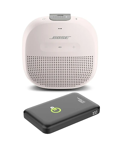 Bose SoundLink Micro Bluetooth Speaker, White Smoke, Bundle with Power Bank Charger