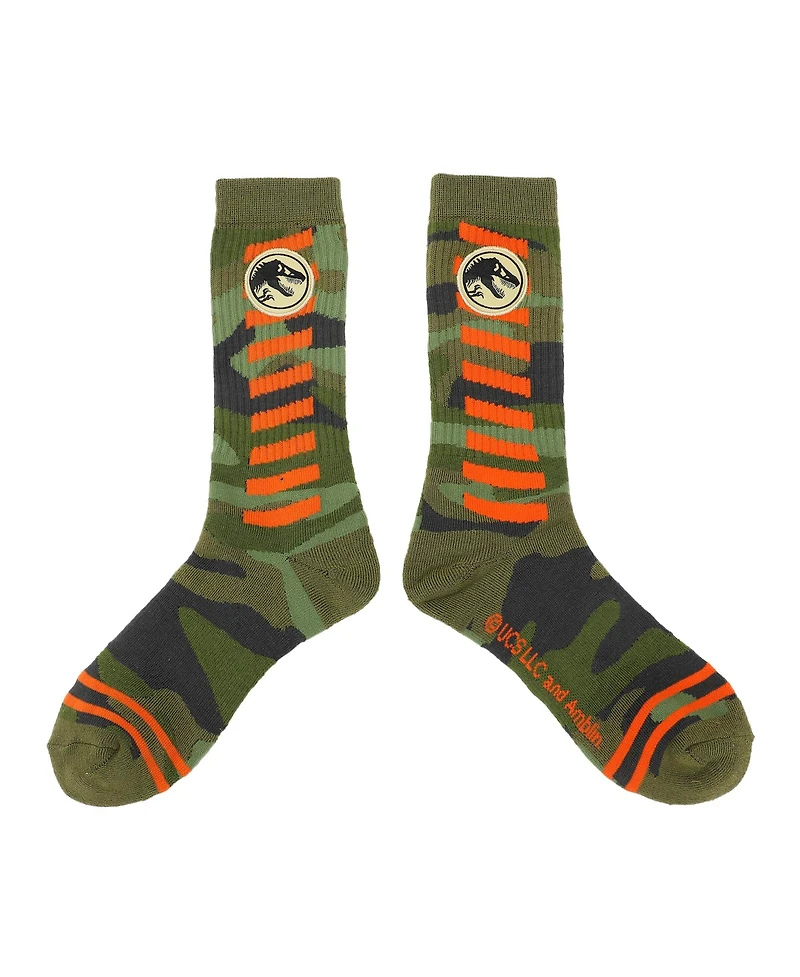 Jurassic Park Men's Camo Dinosaur Athletic Crew Socks