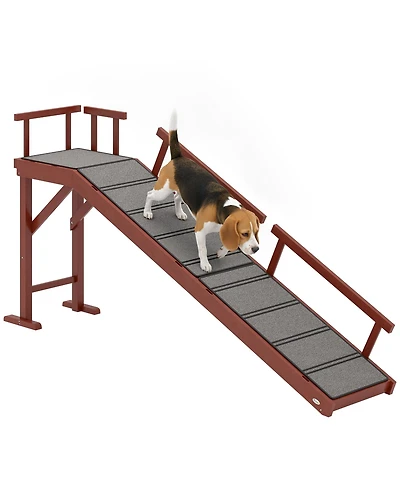 PawHut Wooden Dog Ramp with Removable Guardrails, Non-Slip, 70.5",