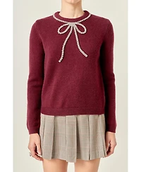 English Factory Women's Rhinestone Bow Knit