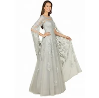 Lara Women's Lace gown with long cape sleeves