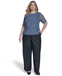 Calvin Klein Plus Printed Gathered Shoulder Top