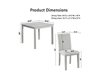 Casainc 5-Piece Counter Height Dining Set with Crystal Accent Square Wood Table and 4 Upholstered Chairs