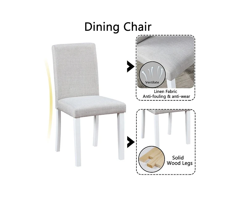 sumyeg 5-Piece Counter Height Dining Set with Crystal Accent Square Wood Table and 4 Upholstered Chairs