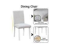 sumyeg 5-Piece Counter Height Dining Set with Crystal Accent Square Wood Table and 4 Upholstered Chairs