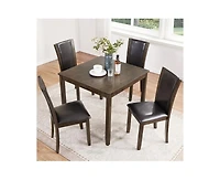 sumyeg Dark Walnut Farmhouse 5-Piece Dining Set with Wood Table and 4 Chairs