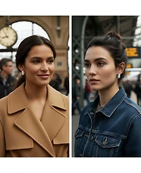 Bling Jewelry Set of 2 Baguette Cut Channel Set Kpop Blue & Pink Cz Huggie Hoop Earrings Sterling Silver