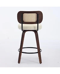 Casainc Set of 2 Rattan Counter Stools with Swivel Seat and Cane Back, 26'' Height