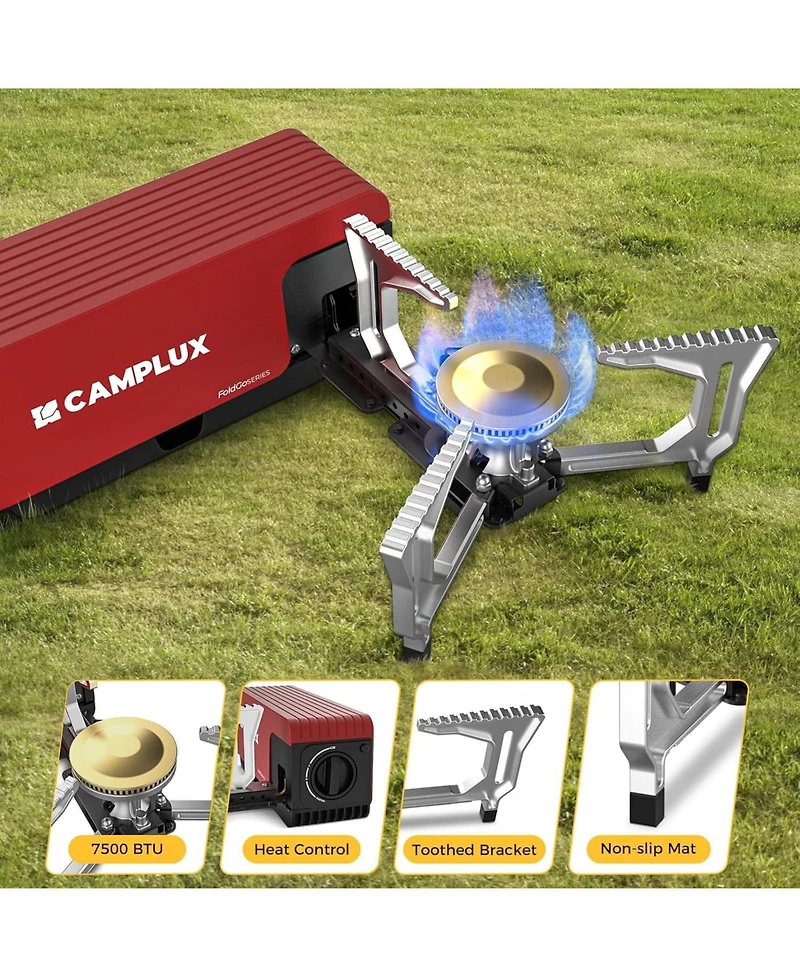 FoldGo 7500 Btu Portable Butane Stove – Collapsible, Csa Certified, Adjustable Burner with Carry Bag