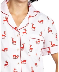 Sant and Abel Women's ganic Cotton Poplin Button Down Short Sleeve Pajama Set