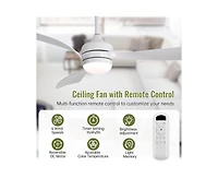 Sofucor 52-inch Modern White Ceiling Fan with Led Light and Remote Control Dc Motor