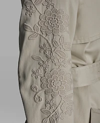 Karl Lagerfeld Paris Women's Embroidered Collar Trench Coat