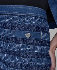 Karl Lagerfeld Paris Women's Tweed and Denim Zipper Mini Skirt