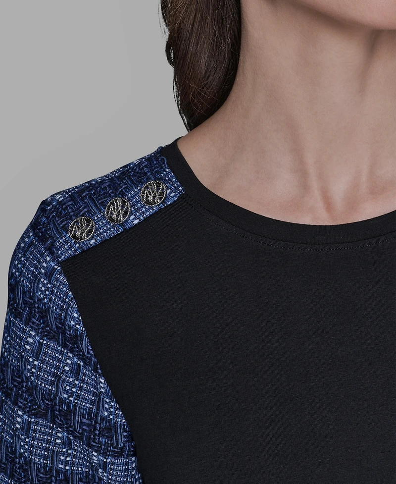 Karl Lagerfeld Paris Women's Raglan Short-Sleeve Blouse