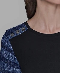 Karl Lagerfeld Paris Women's Raglan Short-Sleeve Blouse