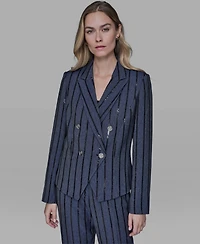 Karl Lagerfeld Paris Women's Long-Sleeve Sequin Stripe Jacket