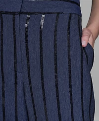 Karl Lagerfeld Paris Women's Mid Rise Striped Sequin Pants