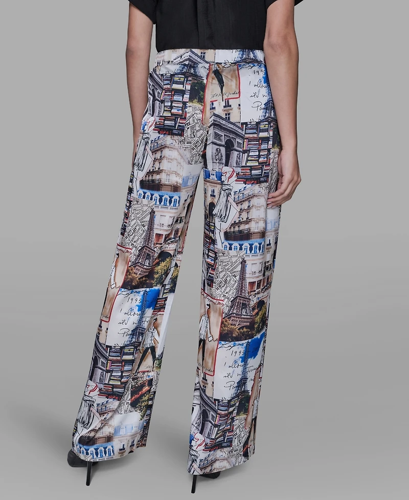 Karl Lagerfeld Paris Women's City Scene Printed Pull-On Pants