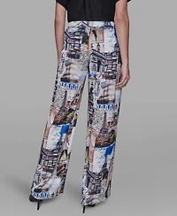 Karl Lagerfeld Paris Women's City Scene Printed Pull-On Pants