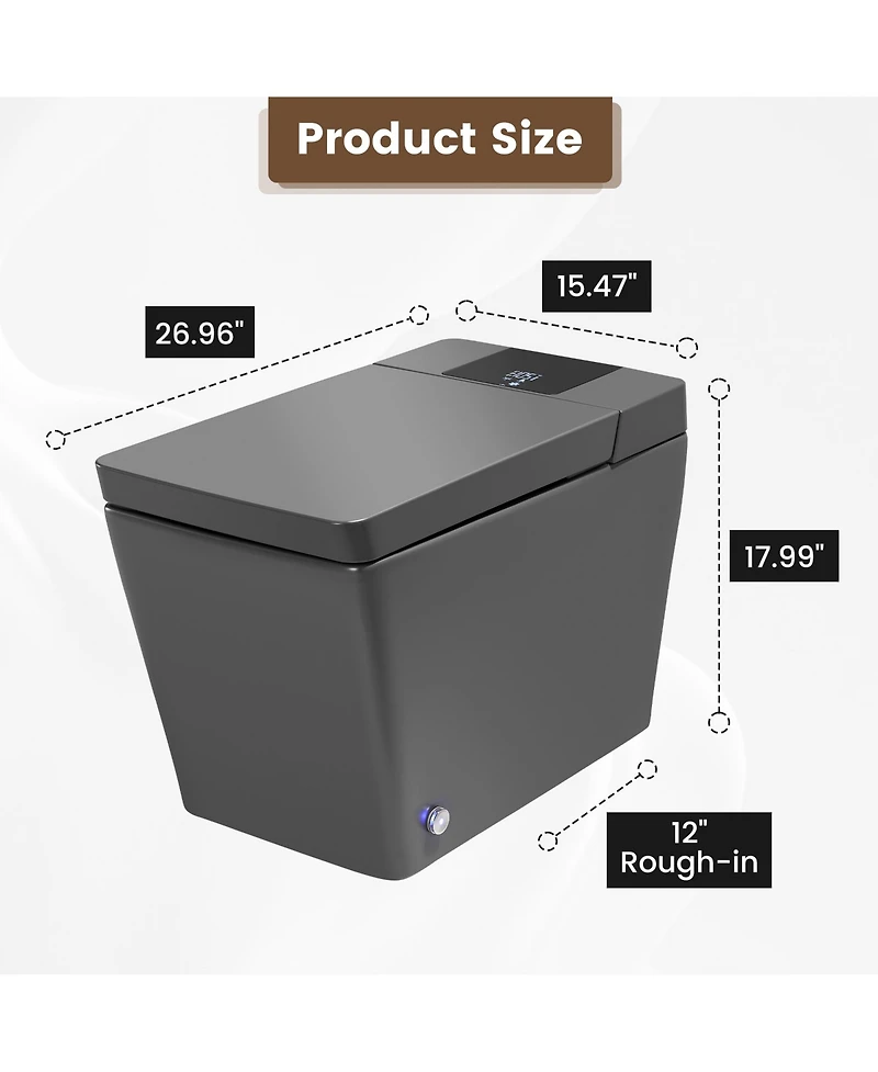 Casainc Smart One-Piece Bathroom Fixture With Heated Seat, Auto Flush, Wash, Dryer And Digital Display