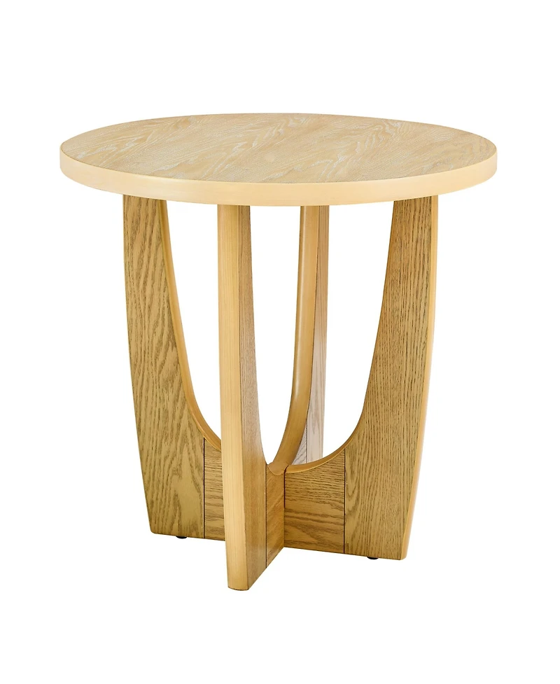 Casainc 25 Inch Round Wooden End Table and Side Table in Oak