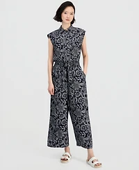 Nautica Women's Paisley Button-Front Sleeveless Jumpsuit