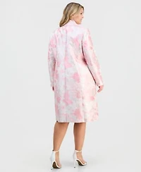 Kasper Plus Size Jacquard Button Front Topper Jacket Empire Seamed Sleeveless Dress