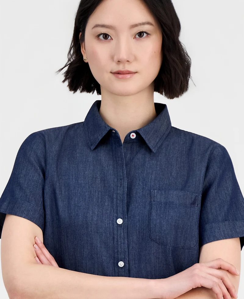 Nautica Jeans Women's Chambray Camp Shirt