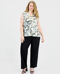 Anne Klein Plus V-Neck Sleeveless Printed Knit Top