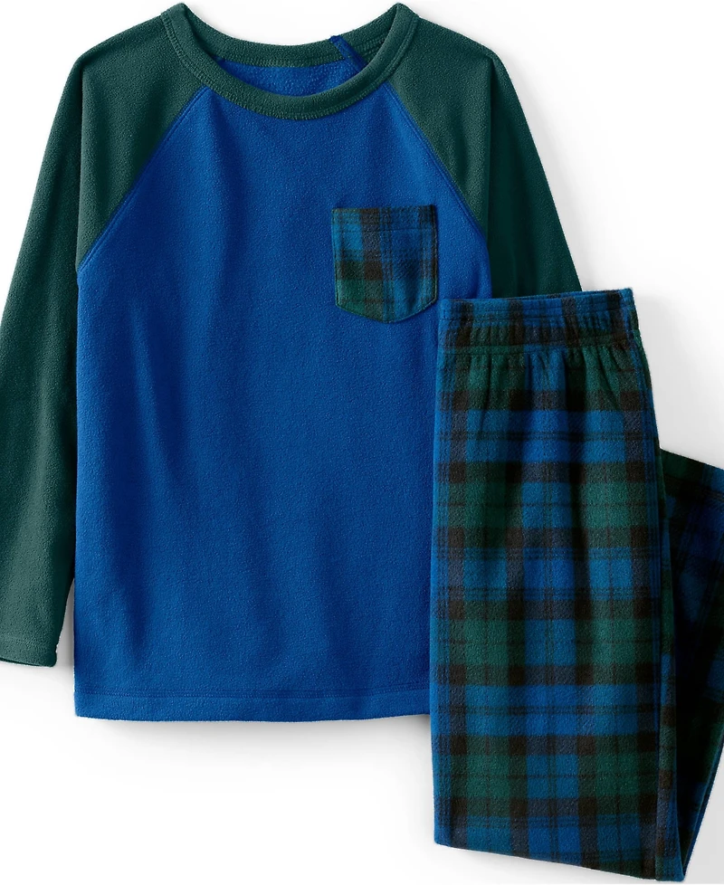 Lands' End Big Girls Long Sleeve Pocket Fleece Pajama Set