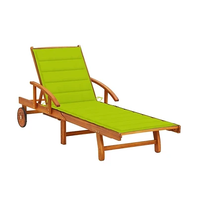 vidaXL Sunlounger Bright green Solid acacia wood 78.7 in long