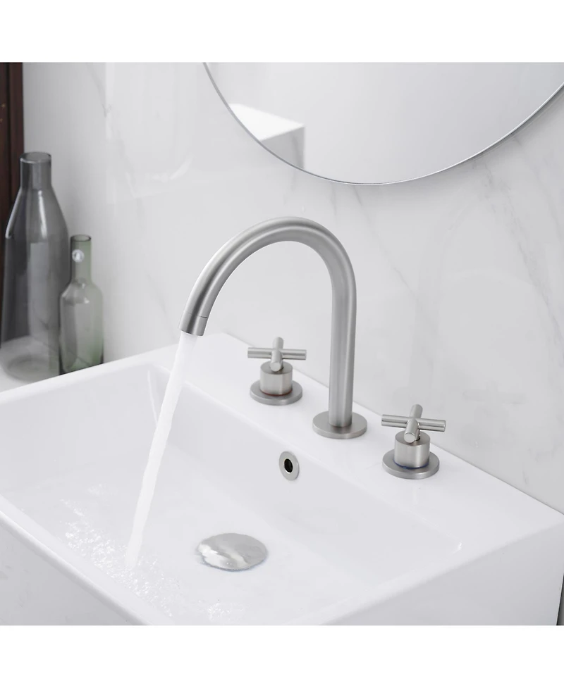 Greenspring 8 in. Widespread Double Handle High Arc Spout Bathroom Faucet in Brushed Nickel