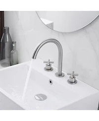 Greenspring 8 in. Widespread Double Handle High Arc Spout Bathroom Faucet in Brushed Nickel