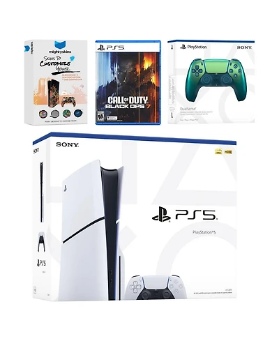 Sony PlayStation 5 Slim Disc Bundle with Call of Duty Black Ops 7 Game, MightySkins Code and Extra Controller