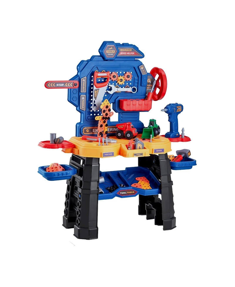 Mecale Kids Workbench Toy, 181 Pcs Tool Bench with Electric Drill & Realistic Tools, Pretend Construction Playset for Kids Age 3+