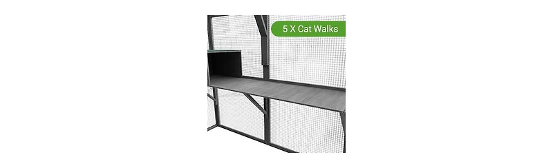 Homsee Large Outdoor Cat House, Cat Run Enclosure Walk in Cat Catio Kitten Condo with Enter Door, Roof Cover
