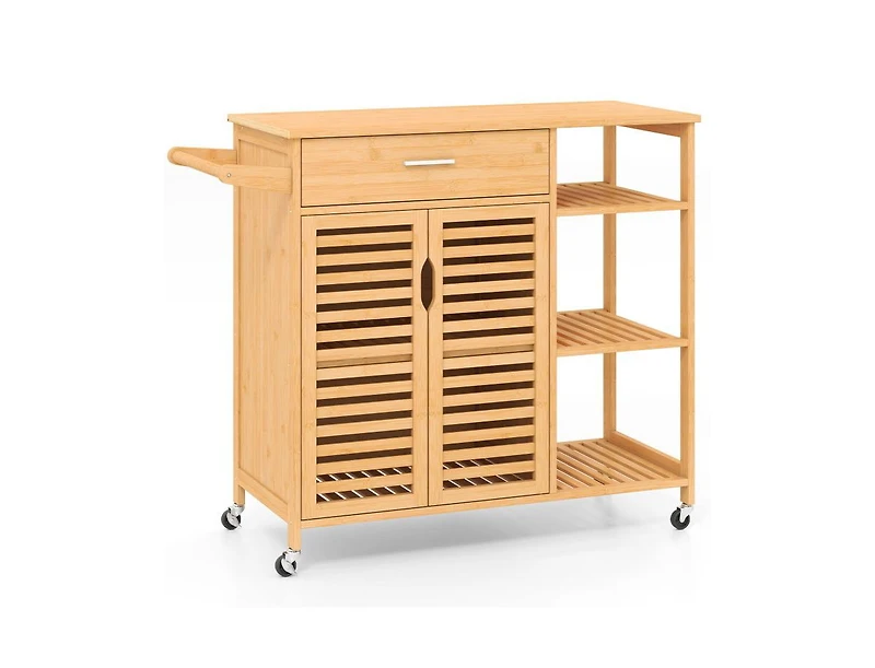 Slickblue Kitchen Island Cart on Wheels with Sturdy Wicker Frame