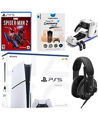 Sony PlayStation 5 Slim Disc Bundle with Spider-Man 2, Epos Headset, Charging Dock and MightySkins Code